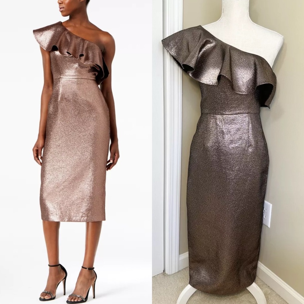 Rachel Zoe 2 Dress Bobbi Bricka R18D309 Mauve One Shoulder Sleeveless Midi $445